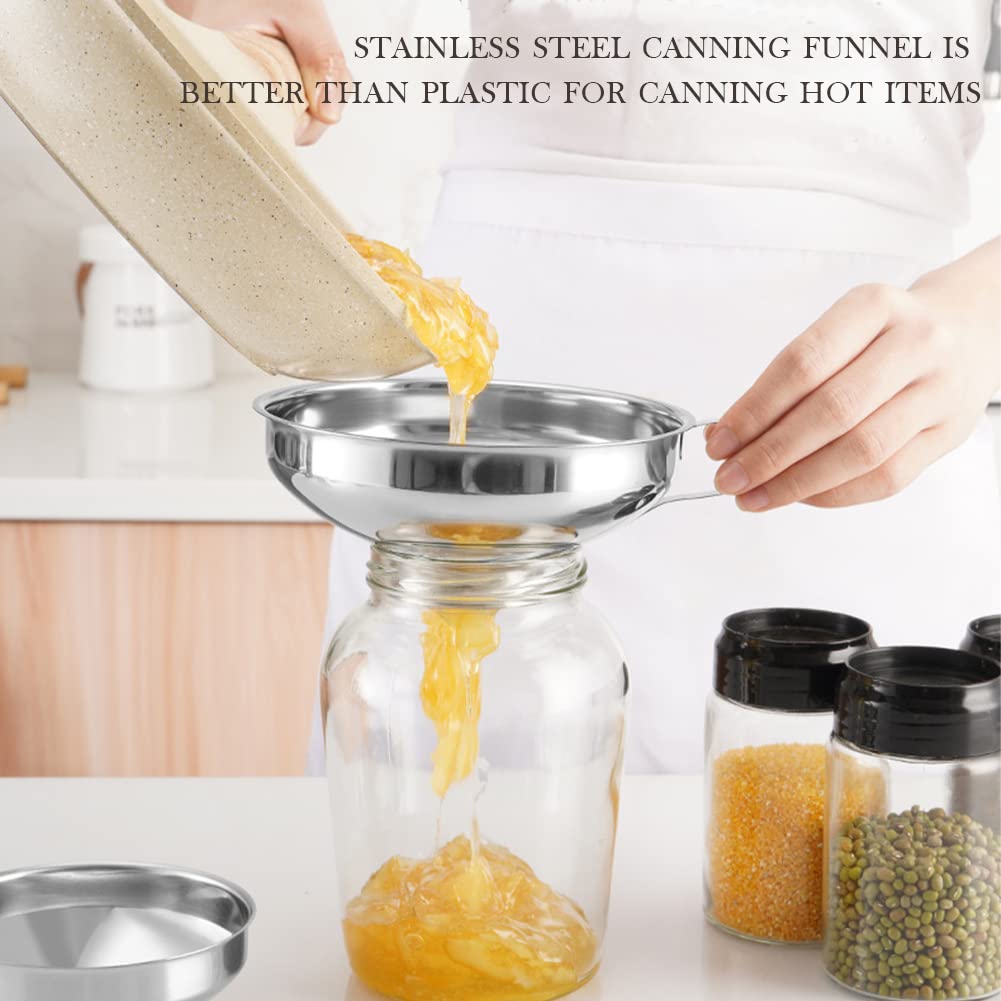 2-Pack Stainless Steel Canning Funnel Set – Wide & Regular Mouth For Mason Jars, Kitchen & Garden Use