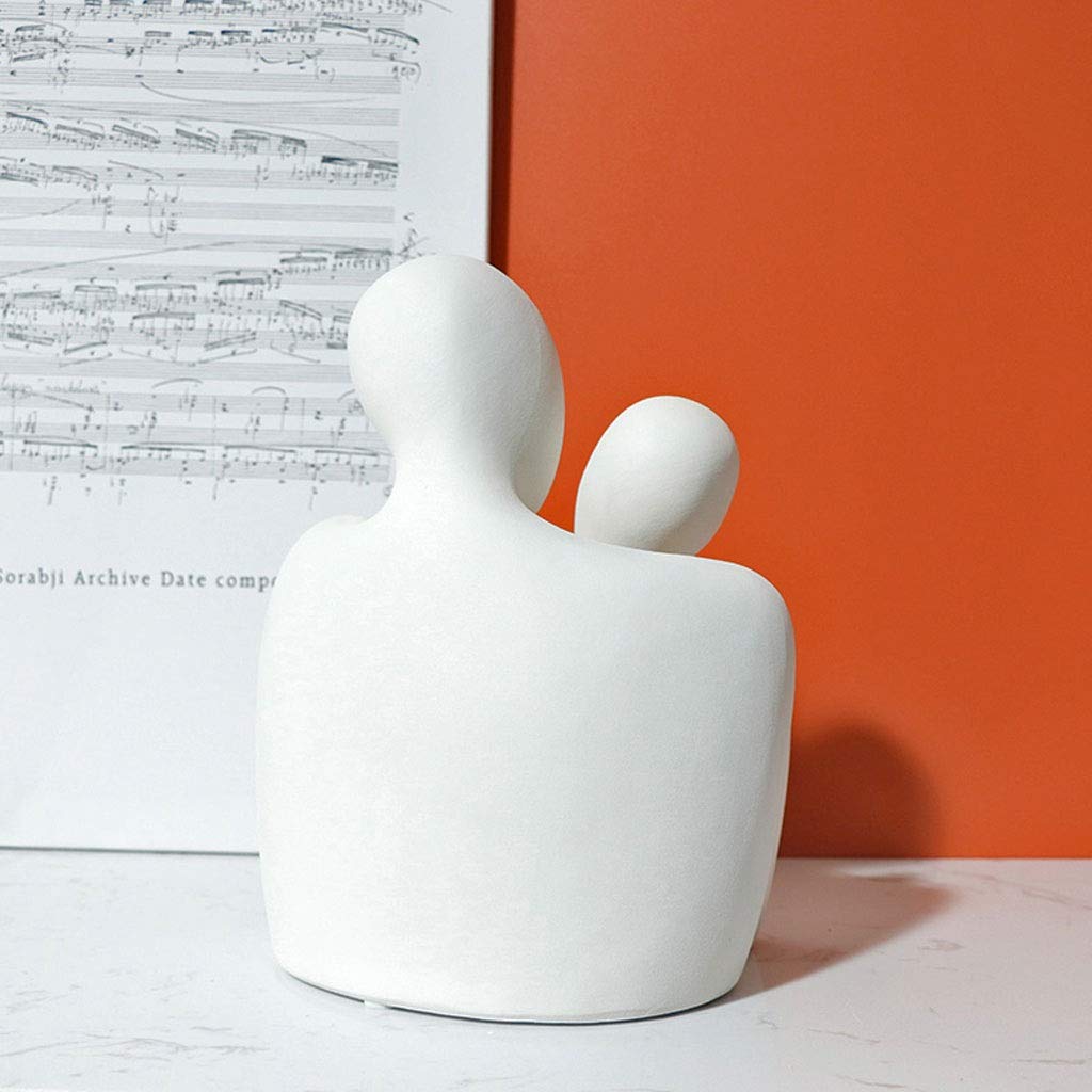 Statuetka Figurka Rzeźba do Domu Ozdoba Biuro Regał Deco Sztuka Abstrakcyjna Obejmij Postać Ceramiczna Dekoracja Kreatywny Salon Szafka TV Pulpit Miękka Dekoracja Wystrój Domu (Kolor: Biały) (N