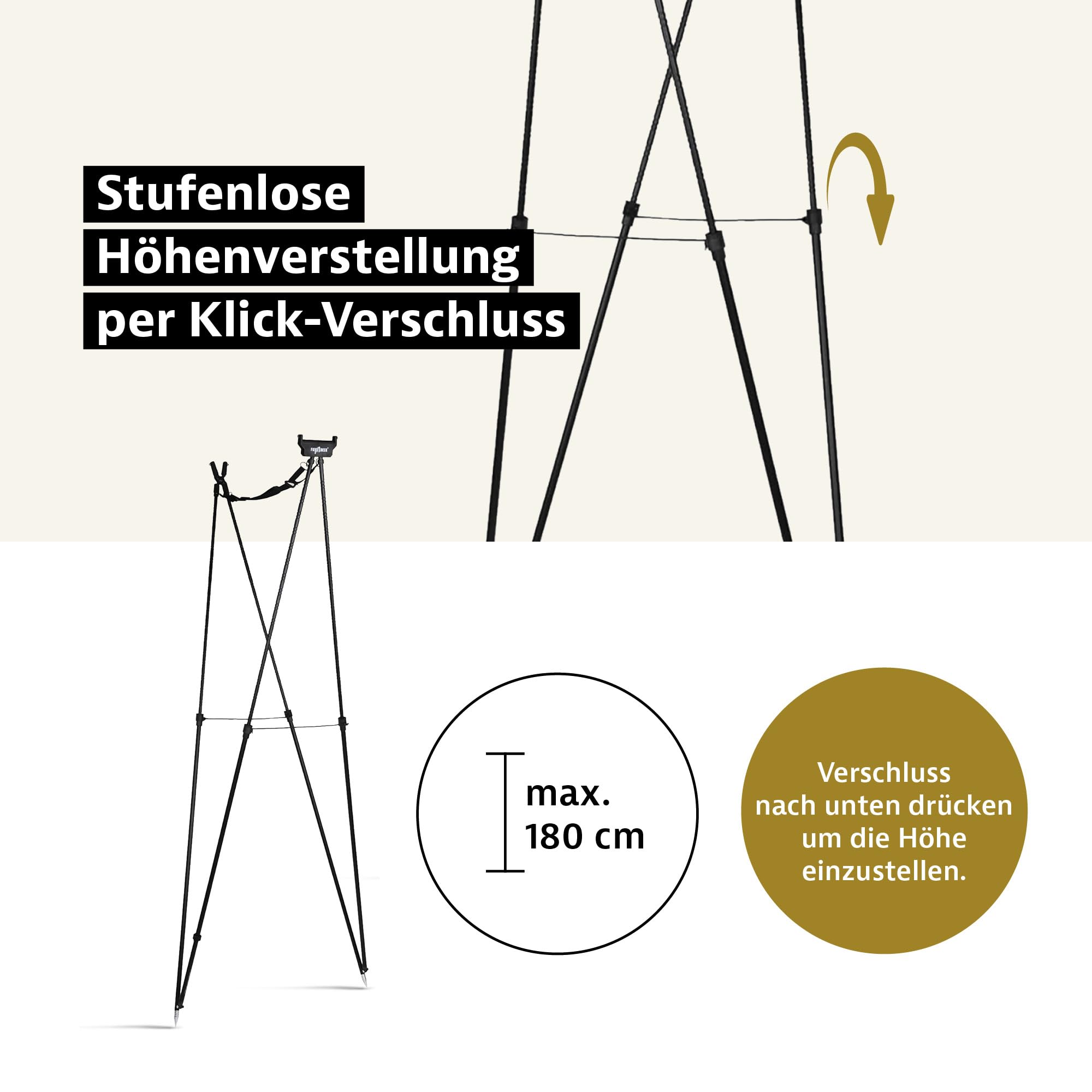 Royal Hunter® - Pirschstock - Gewehrauflage - Zielstock für die Jagd - Schießstock für perfekte Balance präzises Zielen - höhenverstellbar bis 180cm