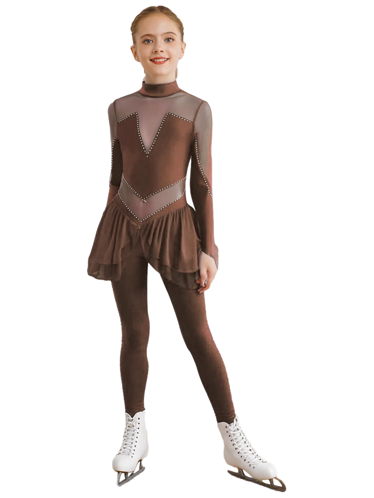 Brillante Tuta A Maniche Lunghe Per Bambina Body Ginnastica Abbigliamento Performance Danza Balletto Completo Anni