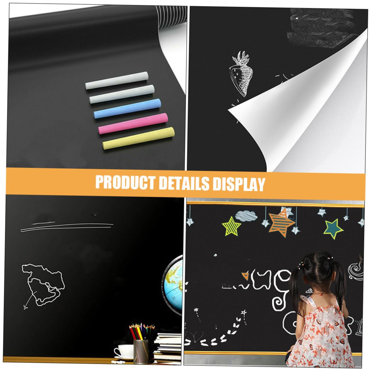 3 Stück Selbstklebende Kreidetafel Aufkleber aus Pvc Schwarz | 45 X 200cm, Abwischbar zum Schreiben und Zeichnen, für Geburtstage und Feiertage
