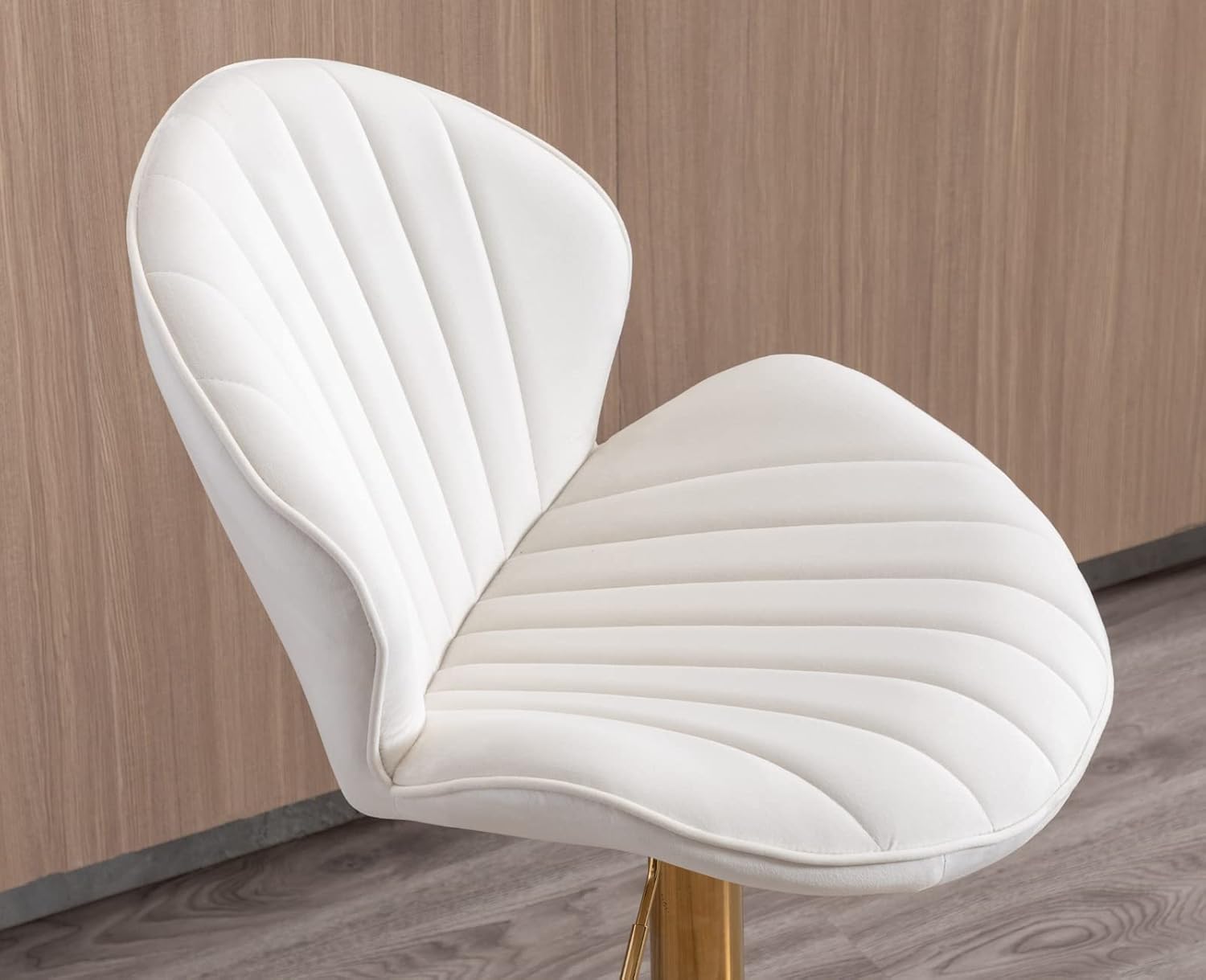 EALSON Velvet Swivel Bar Stools Set of 2 Modern Counter Height Barstools with Back and Gold Base Adjustable Bar Chairs Comfortable Upholstered Kitchen Island Stools for Home Bar/Pub, Cream