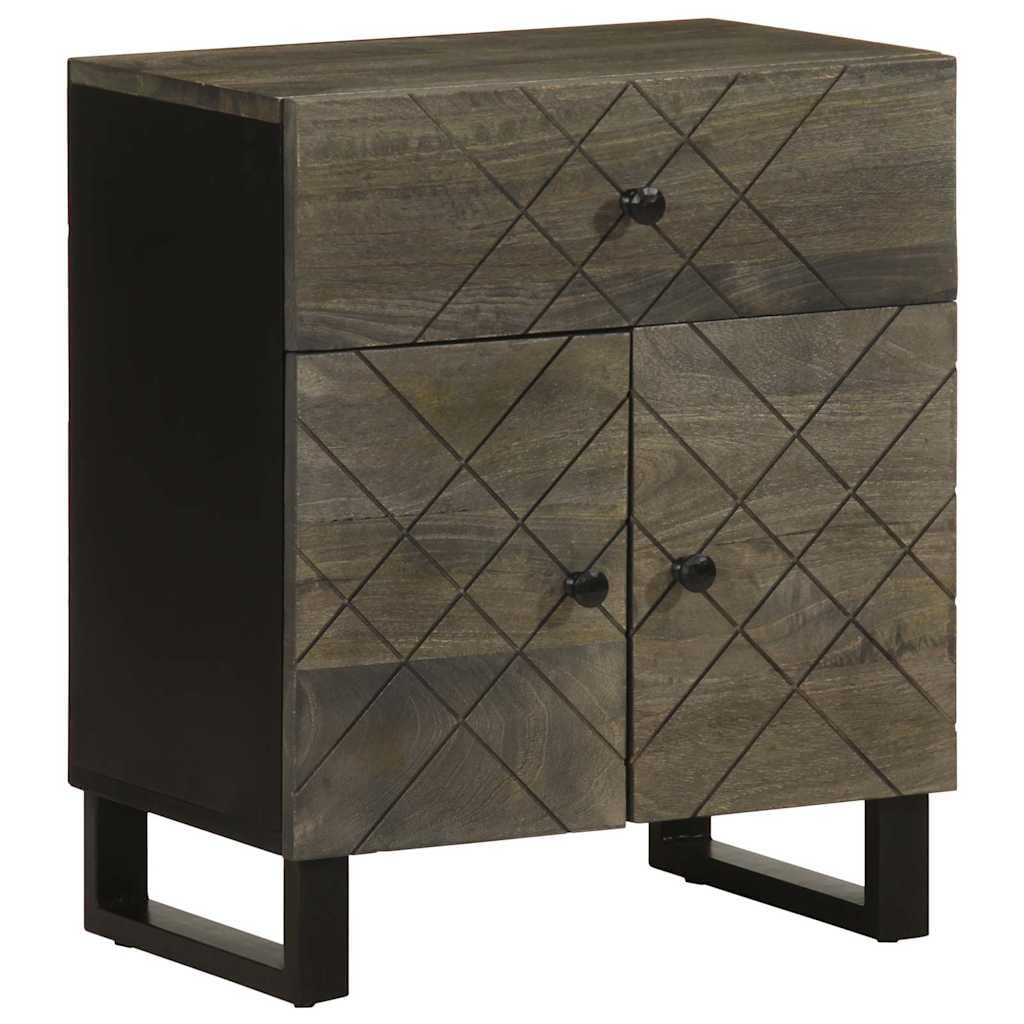 Elegante mesita de noche de madera maciza de mango con patas de metal, gran espacio de almacenamiento con puerta práctica, placa estable para lámparas y decoración, mueble de salón robusto