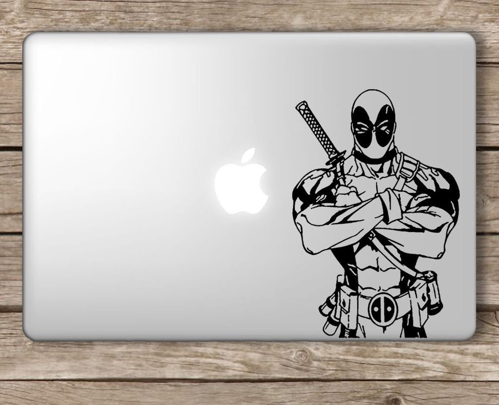 Fusion Graphix Deadpool Upper Body Marvel Superhero Laptop Vinyl Sticker (Black)