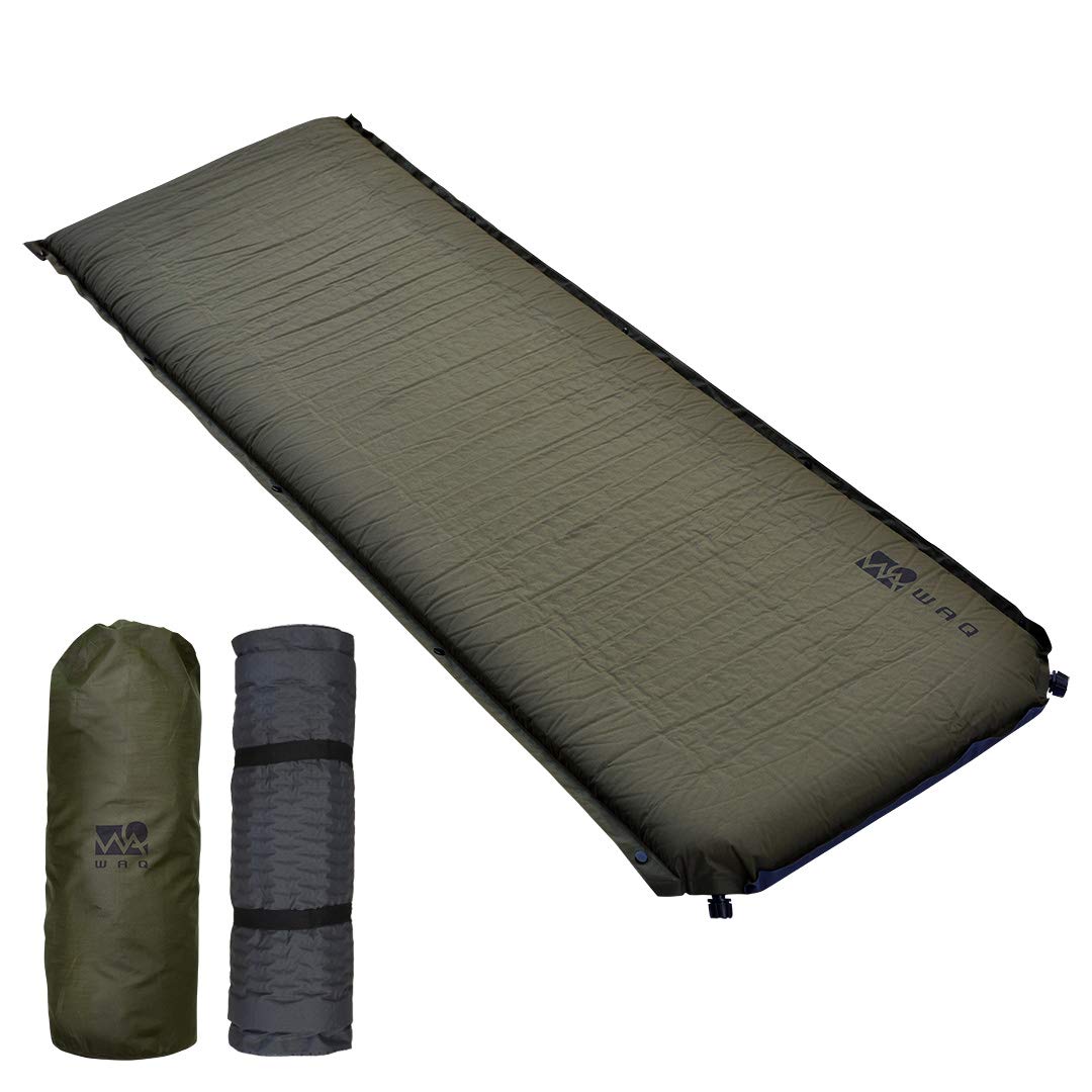 WAQ キャンプマット 車中泊マット 厚手 8cm コンパクト R値 6.0 特殊ウレタン 軽量 インフレーターマット (OLIVE)商品画像