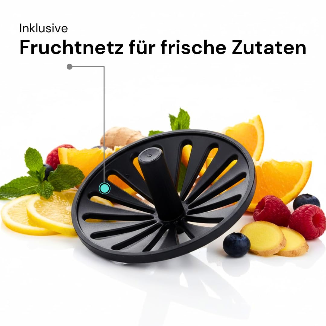 Glas Shaker 750 ml [PREMIUM] | Proteinshaker mit Mischnetz & Skala | BPA-Frei & auslaufsicher | spülmaschinenfest | robustes Spezialglas (Obsidian-Schwarz)