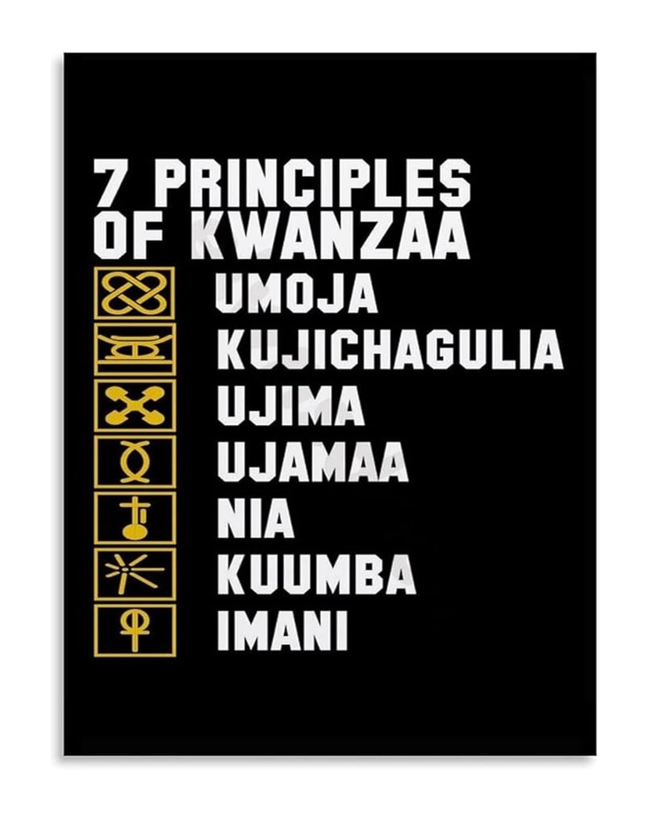 AUOQKQUT Inspirational Kwanzaa Poster Canvas Wall-Art for Home Holiday Decor Community Center Celebration of Culture and Unity Framed,16x24inch(40x60cm)