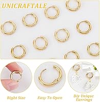 Vista 5 de UNICRAFTALE 24 aretes de aro de oro hipoalergénicos de acero inoxidable para mujer, joyería de 0.551 in