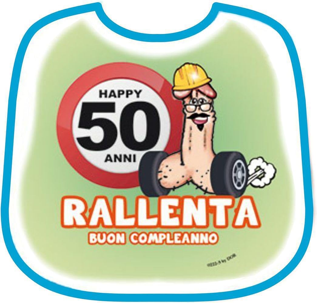 Bavaglia bavaglione pisello buon compleanno happy birthday 50 anni scherzo gadget per adulti 18+