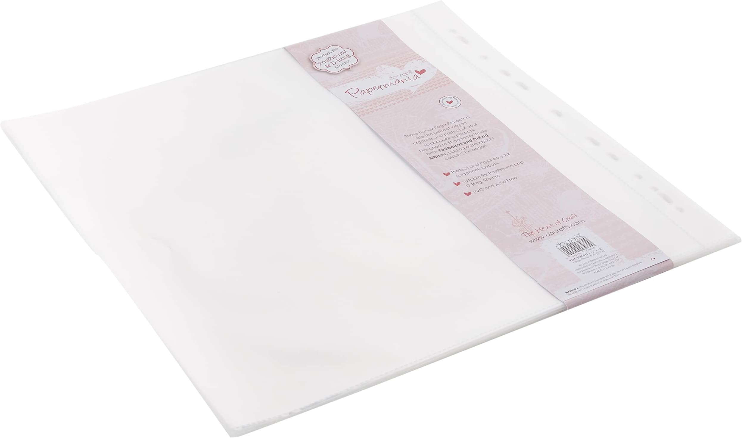 Papermania Page Protectors, PVC & Acid Free, Clear, 12 x 12", Suitable For Postbound & D-Ring Albums, File Organiser for Home, Office and School