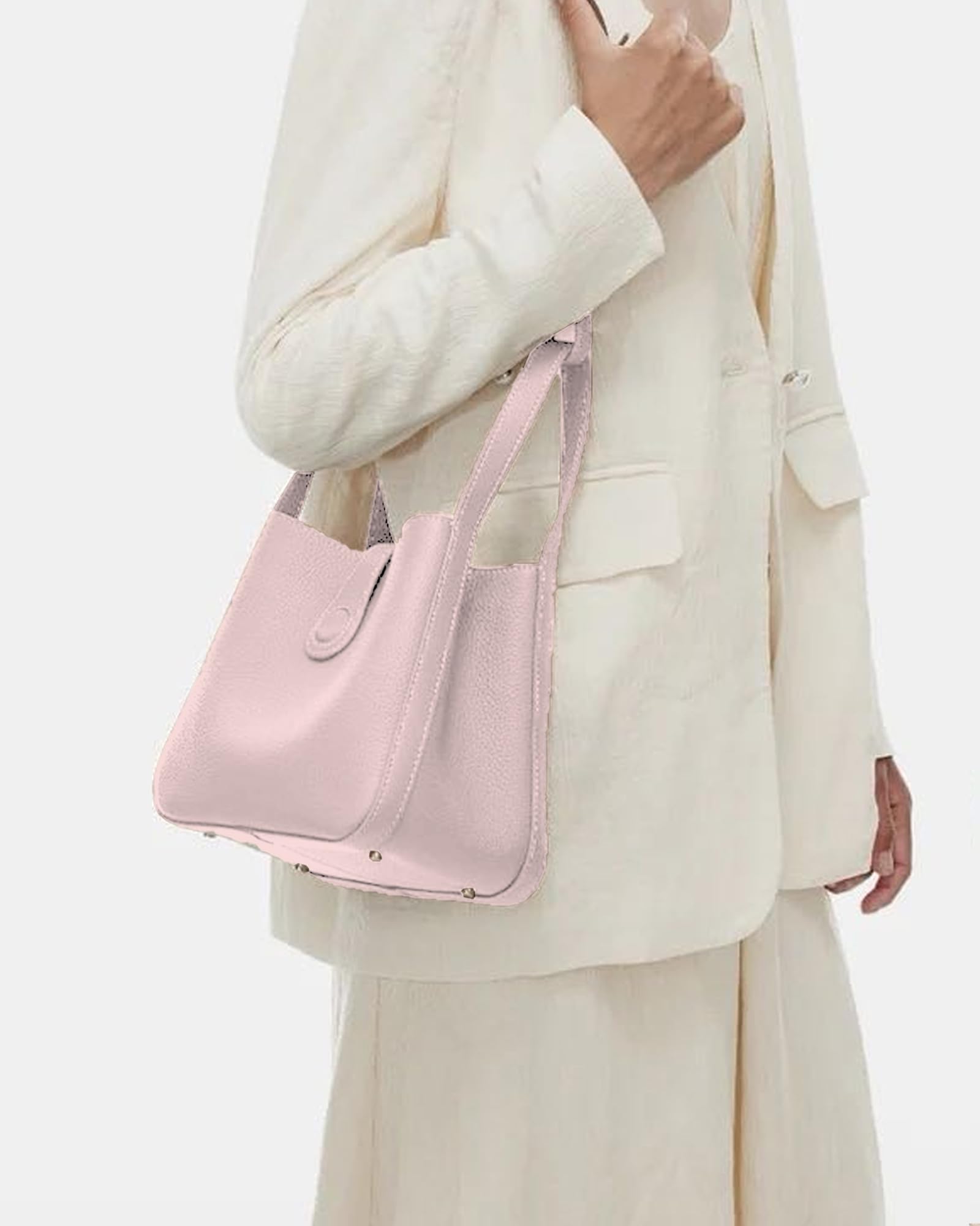 NEWBELLA Women's Work Daily British Square Handle Bags (Pink)