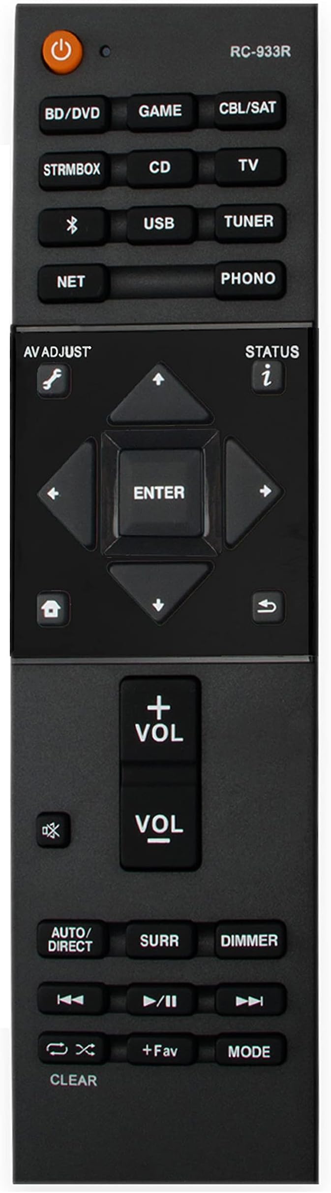 RC-933R Replace Remote Compatible with Pioneer Elite Slim Hi-Res Stereo Receiver VSX-S520D VSX-S520 SX-S30 VSX-S30 SX-S30DAB SX-S30DAB