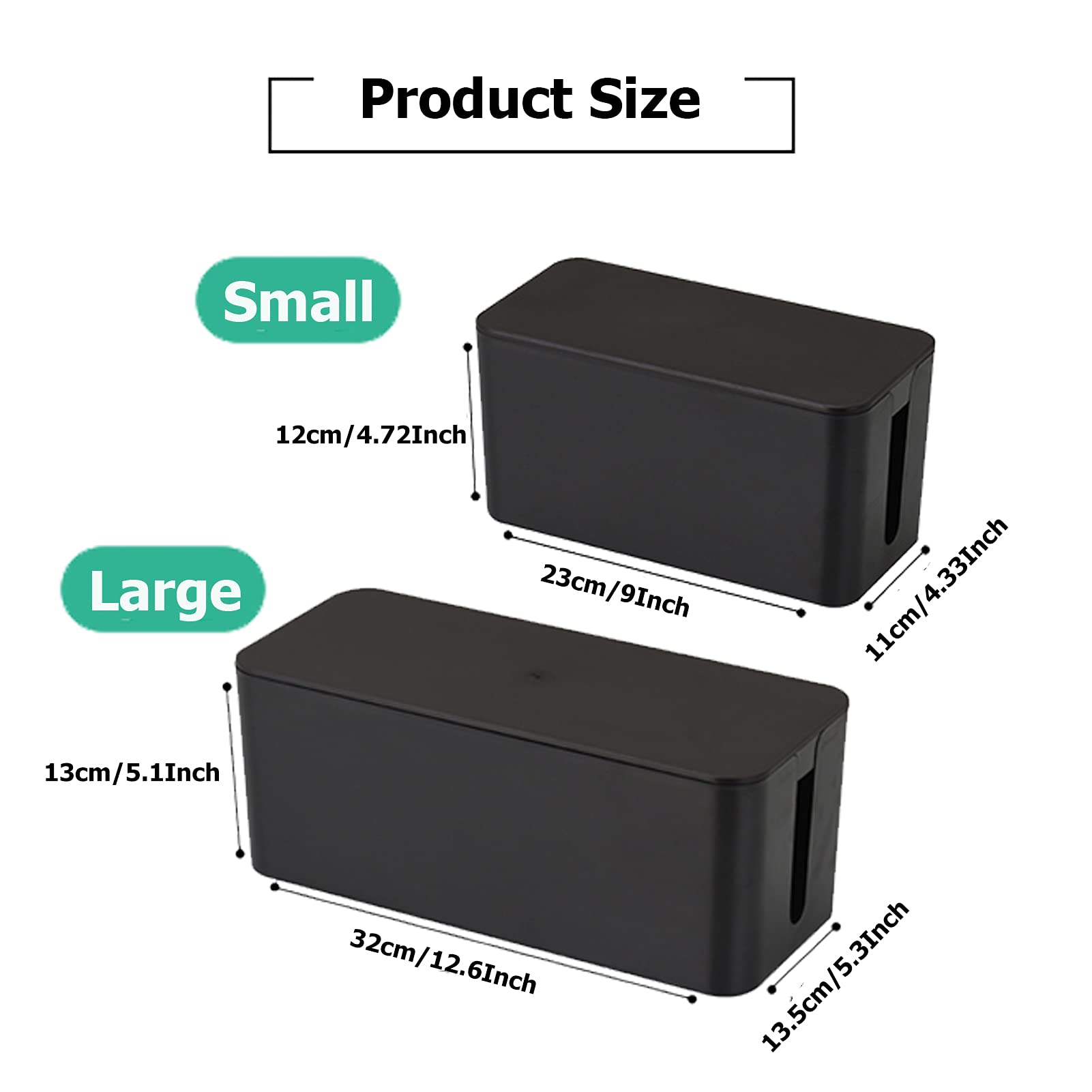 Cable Management Box,Cord Organizer Box for Home and Office System to Cover and Hide & Power Strips & Cords,Surge Protector (Small, White)