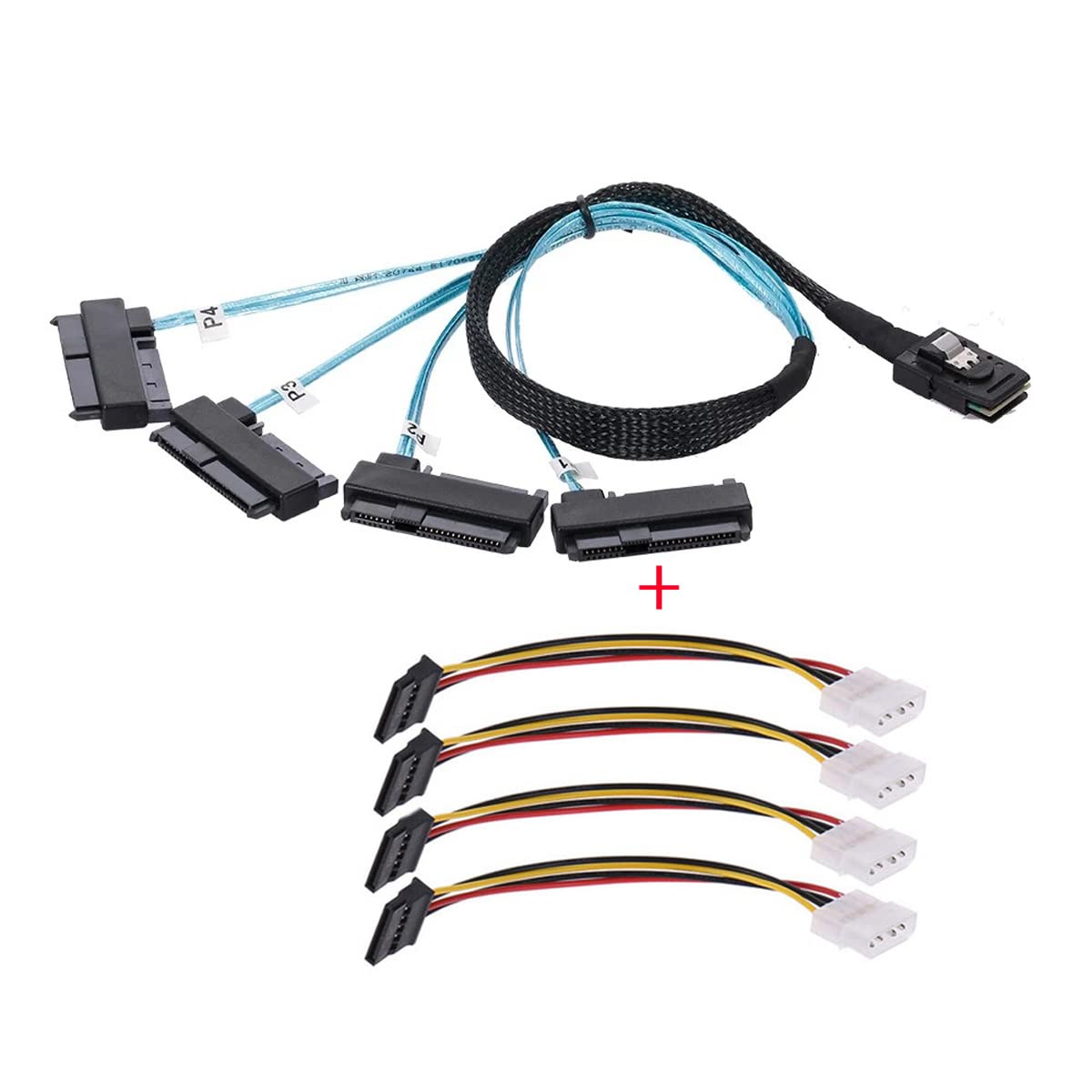 Cablecc - Cavo di alimentazione SAS SFF-8087 da 36 pin per 4 SFF-8482 Target SAS Hard Disk e IDE, 50 cm