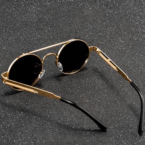 Steampunk Round Sunglasses Men Women Vintage Metal Punk Sun glasses UV400 Shades3