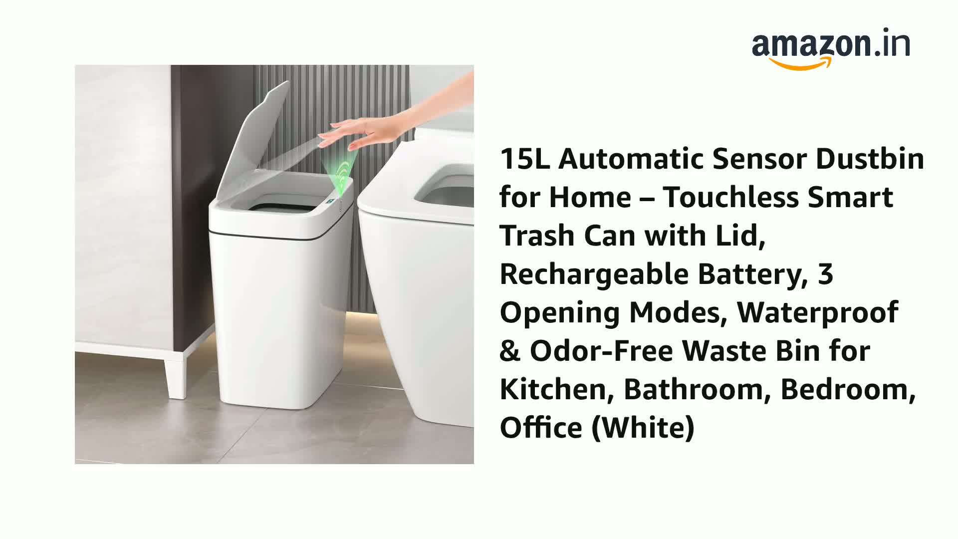 MOOKA 15L Automatic Sensor Dustbin for Home – Touchless Smart