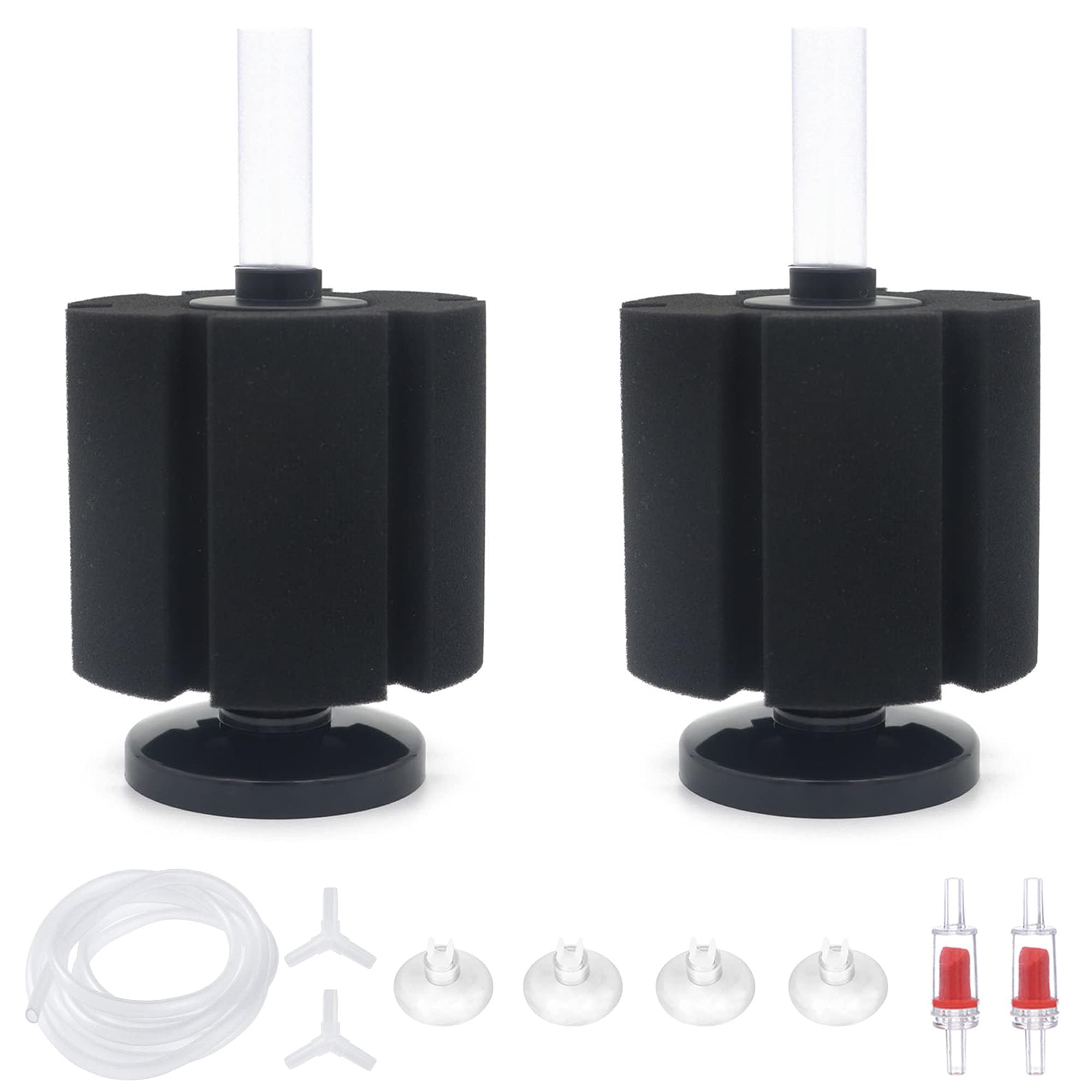 ALEGI 2 Pcs Large Sponge Filter Kit with Airline Tubing, Air Pump Valves, Suction Cups for 125 Gallon Tank