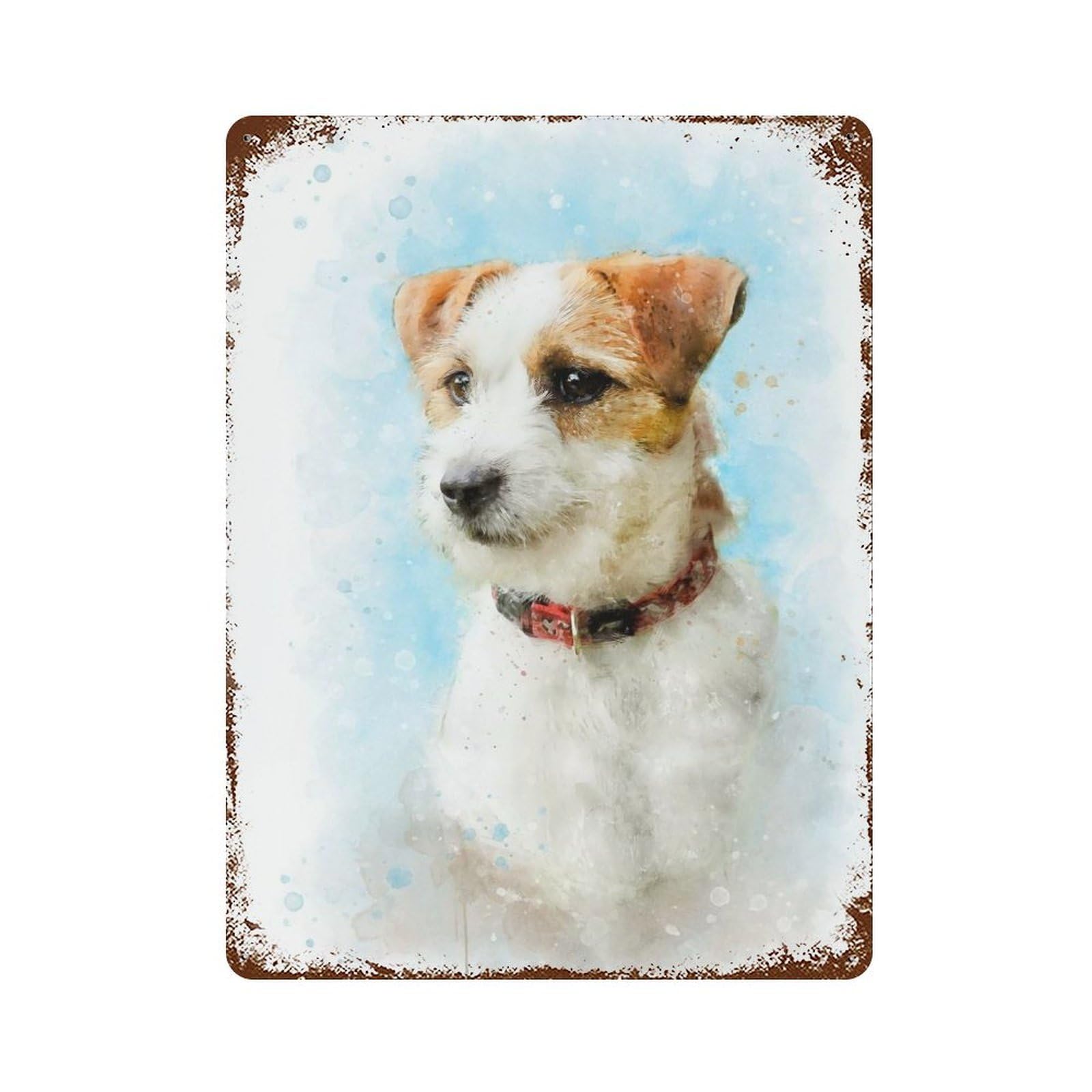 Garage Style Jack Russell Terrier Art Distressed Metal Wall Sign 15.7"x11.8", Vintage Wall Decor for Bar And Workshop