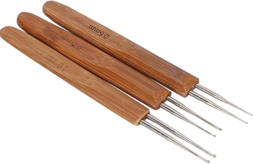Miniatura 7 de Herramienta de gancho de ganchillo para rastas, 9 unidsset individual doble de tres ganchos, mango de bambú, gancho de ganchillo, aguja trenzada,