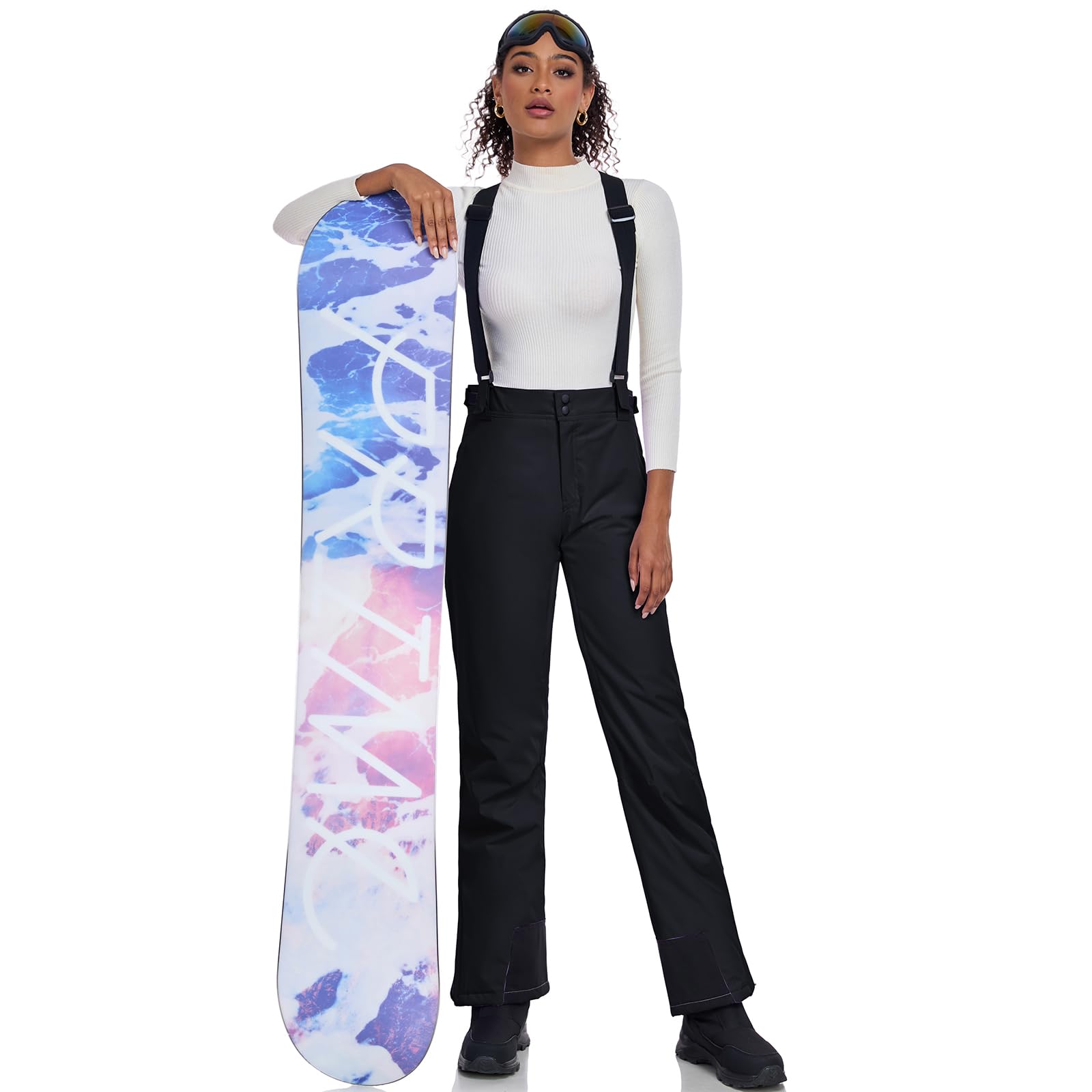 HOTIAN Damen Skihose Hosenträgerhose Snowboardhose Damen Winter Warm Wasserdicht Winddicht Abnehmbare Skilanglaufhose Thermohose Wanderhose