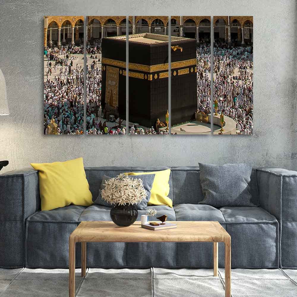 VIBECRAFTS Kaaba Premium Wall Painting Set of Five For Home|Office|Living Room|Gift (PTVC5Pcs4_8673)
