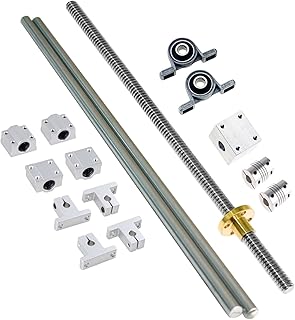 SBRRAIL Linear Motion Rod 400mm OD8mm 2PCS Shaft Guides 8mm Lead Screw 4PCS Shaft Support 4PCS Bearings 2PCS KP08 2PCS Shaft Couplings Optical Axis Bearing for Automated Machines DIY CNC Routers Lathes Mills