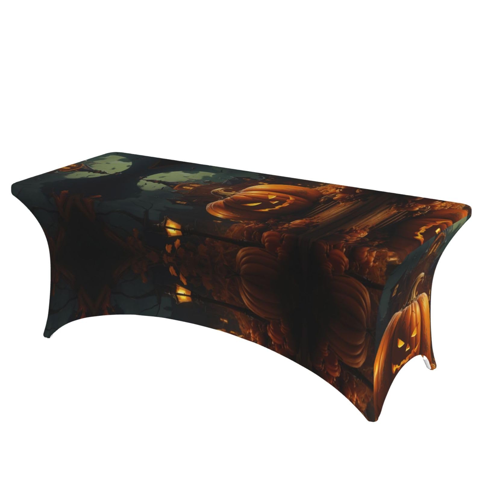 Housse de table rectangulaire extensible 1,8m EdWal imprimée citrouilles pour fête d'Halloween