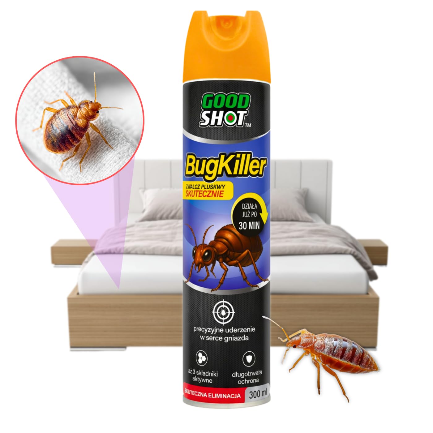 GOODSHOT Zestaw Spray 300ml + Płyn 500ml na Pluskwy