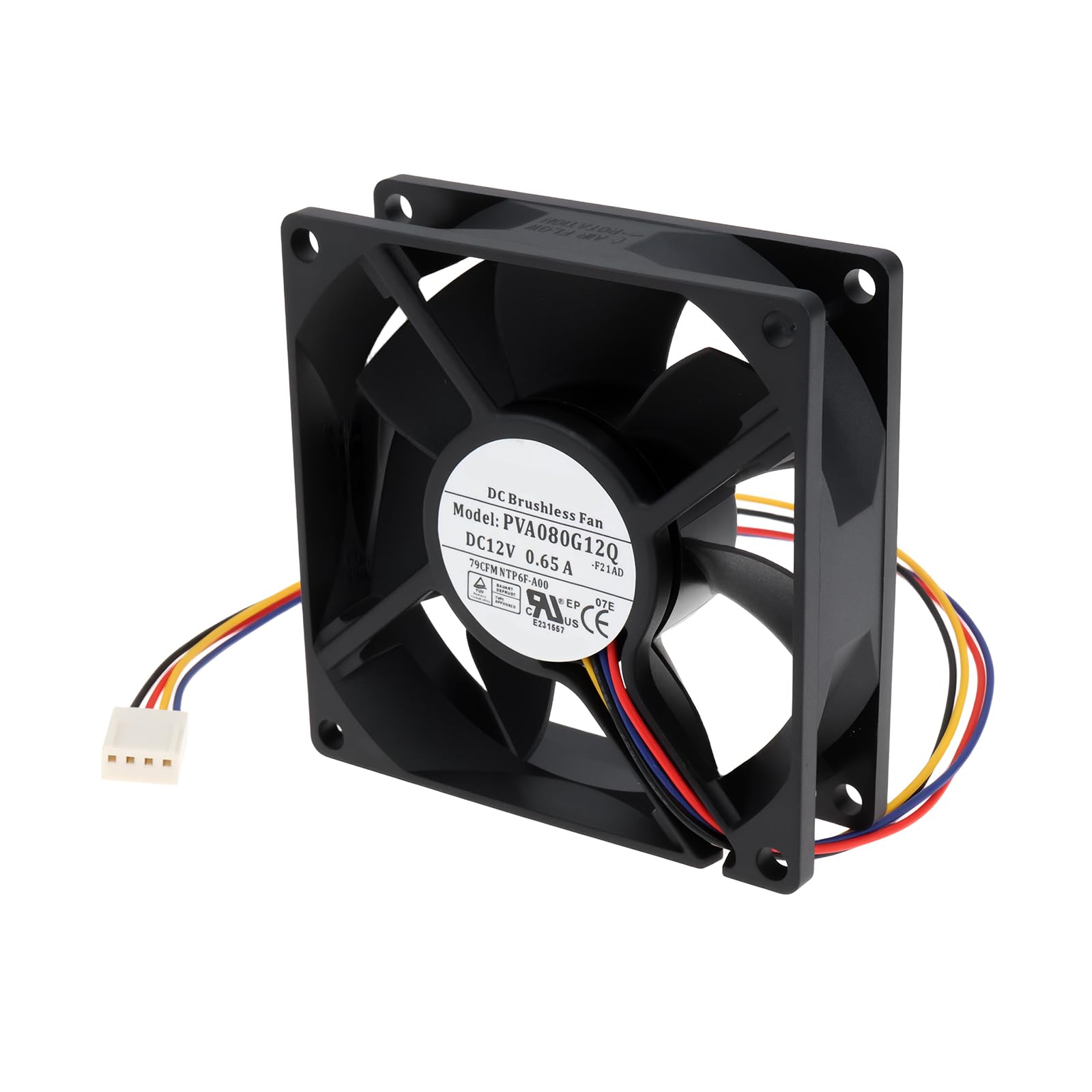 ECSiNG Ventilador de Refrigeración 80 mm 4 Pines pwm Compatible con PVA080G12Q 12 v 0,65 a 80 x 80 x 25 mm para Caja de pc Servidor