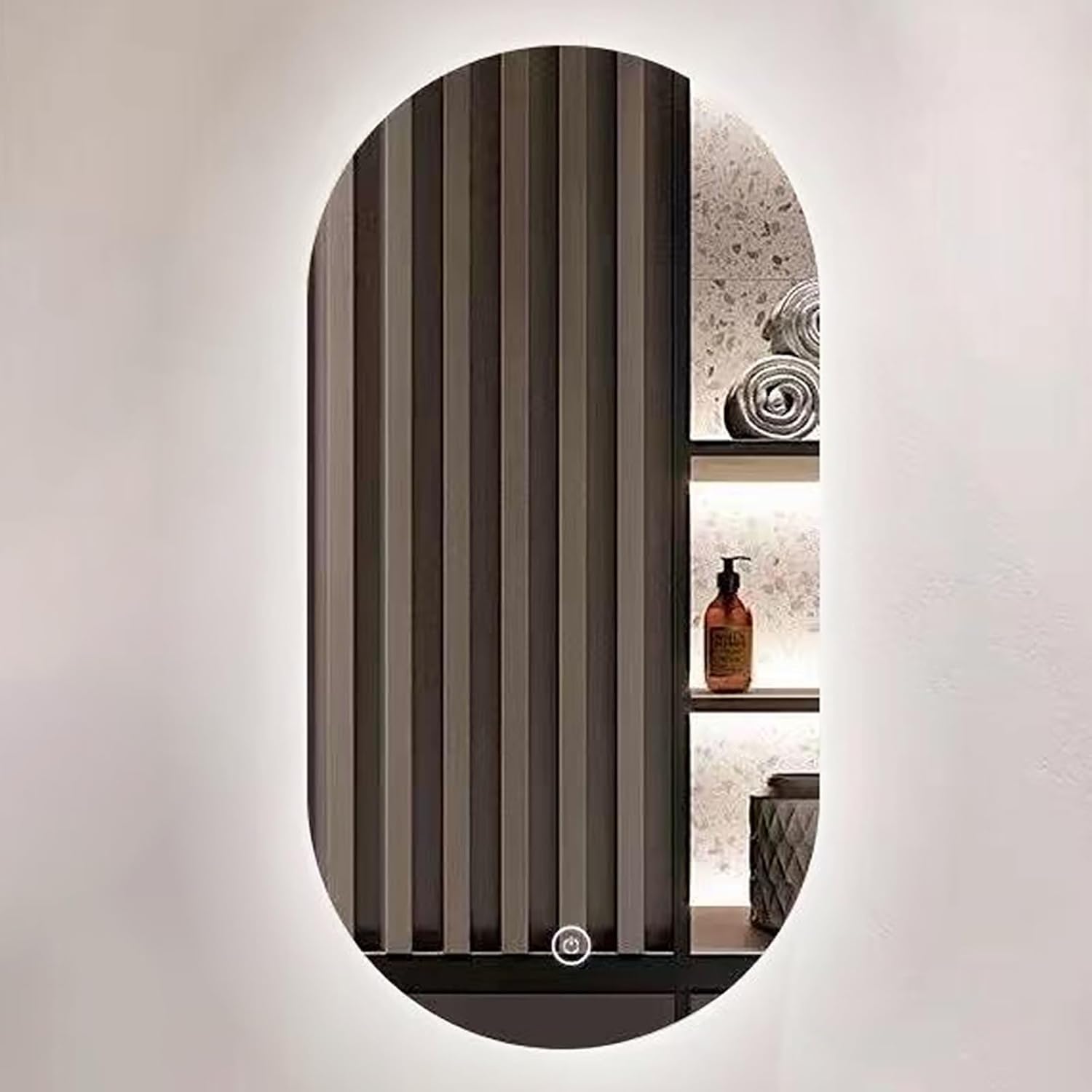 Atwnjkp Oval LED Bathroom Mirror with Backlight – Dimmable 3000K-6000K Colour Temp | 40x80cm(15.7x31.5in) Wall Mounted Vanity Mirror for Makeup, Hallway & Living Room – Style A