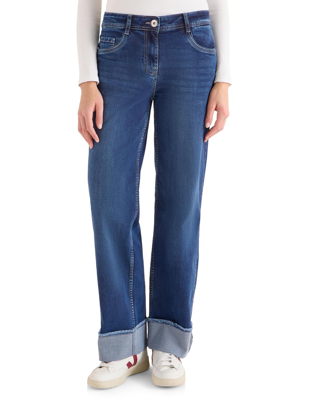 Cecil Damen Wide Leg Washed-Look Jeans 3817693
