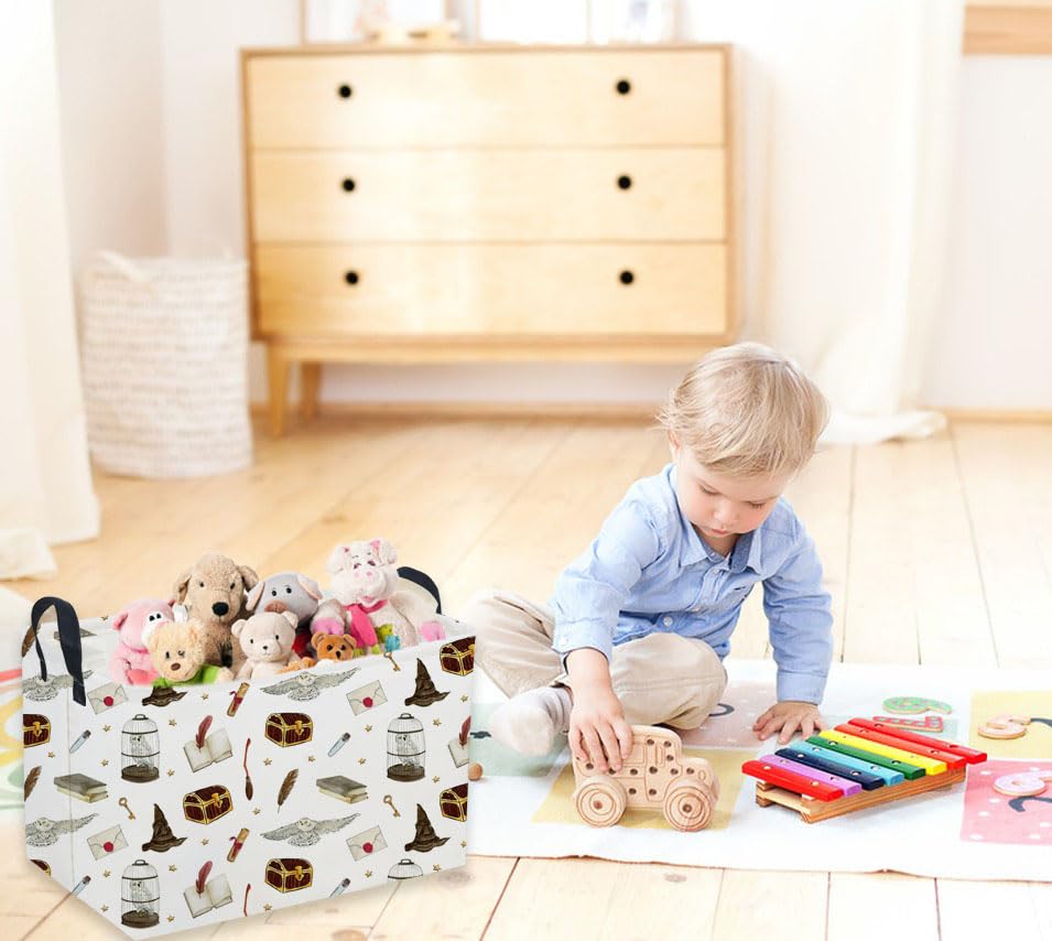 Image of Sanjiaofeng Rectangular Kids Basket Magic Storage Bins,Ctue Storage Basket with Handles.Clothers,Books,Kid's Gifts Bins. (Magic)