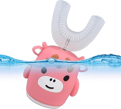 Miniatura 2 de Cepillo de dientes eléctrico en forma de U para niños, cepillo de dientes de dibujos animados rosa, cepillo de dientes automático de 360, carga USB,