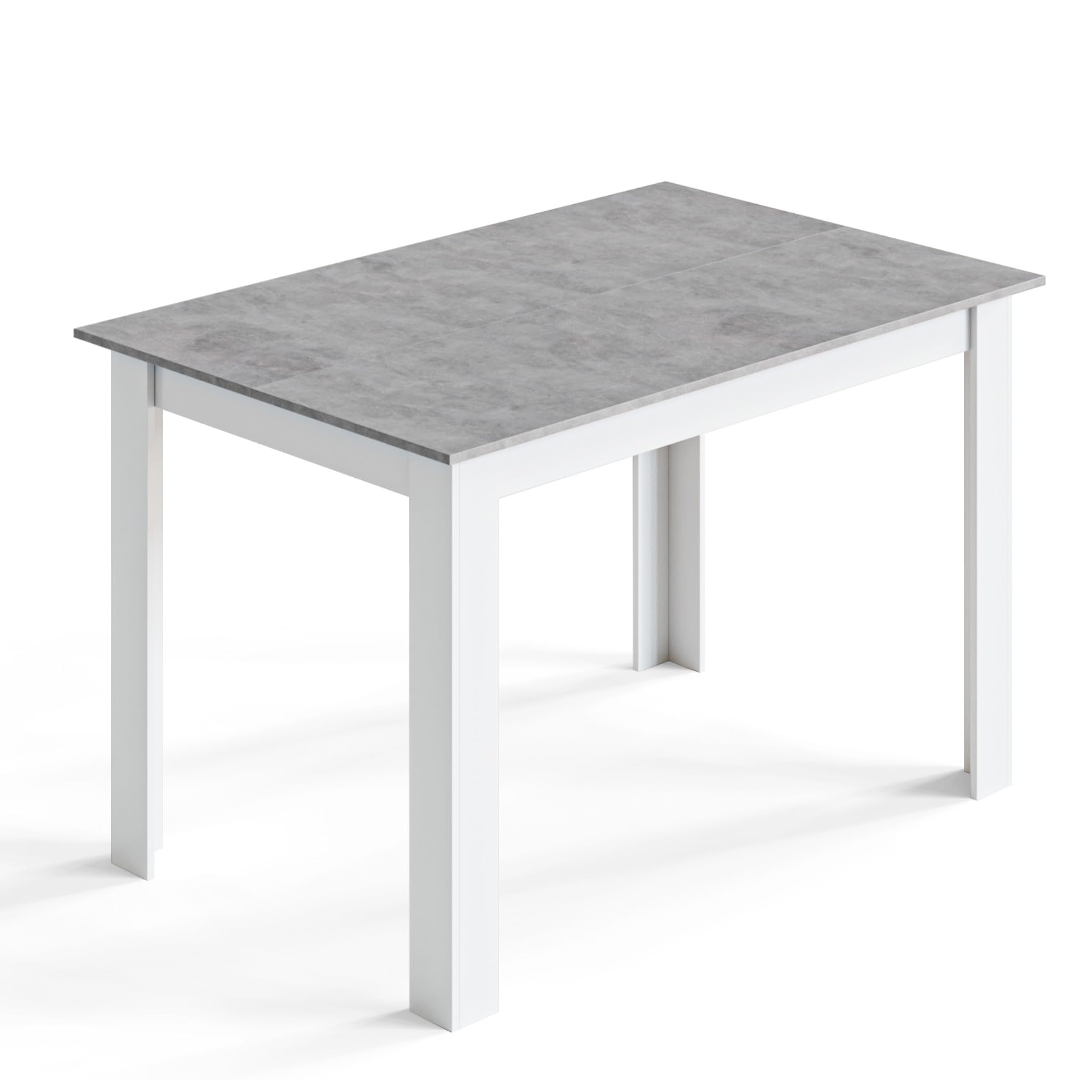 Mondeer Tavolo da pranzo, 120 x 80 cm, moderno, per 4 persone, in legno, rettangolare, per sala da pranzo, cucina, soggiorno, grigio e bianco