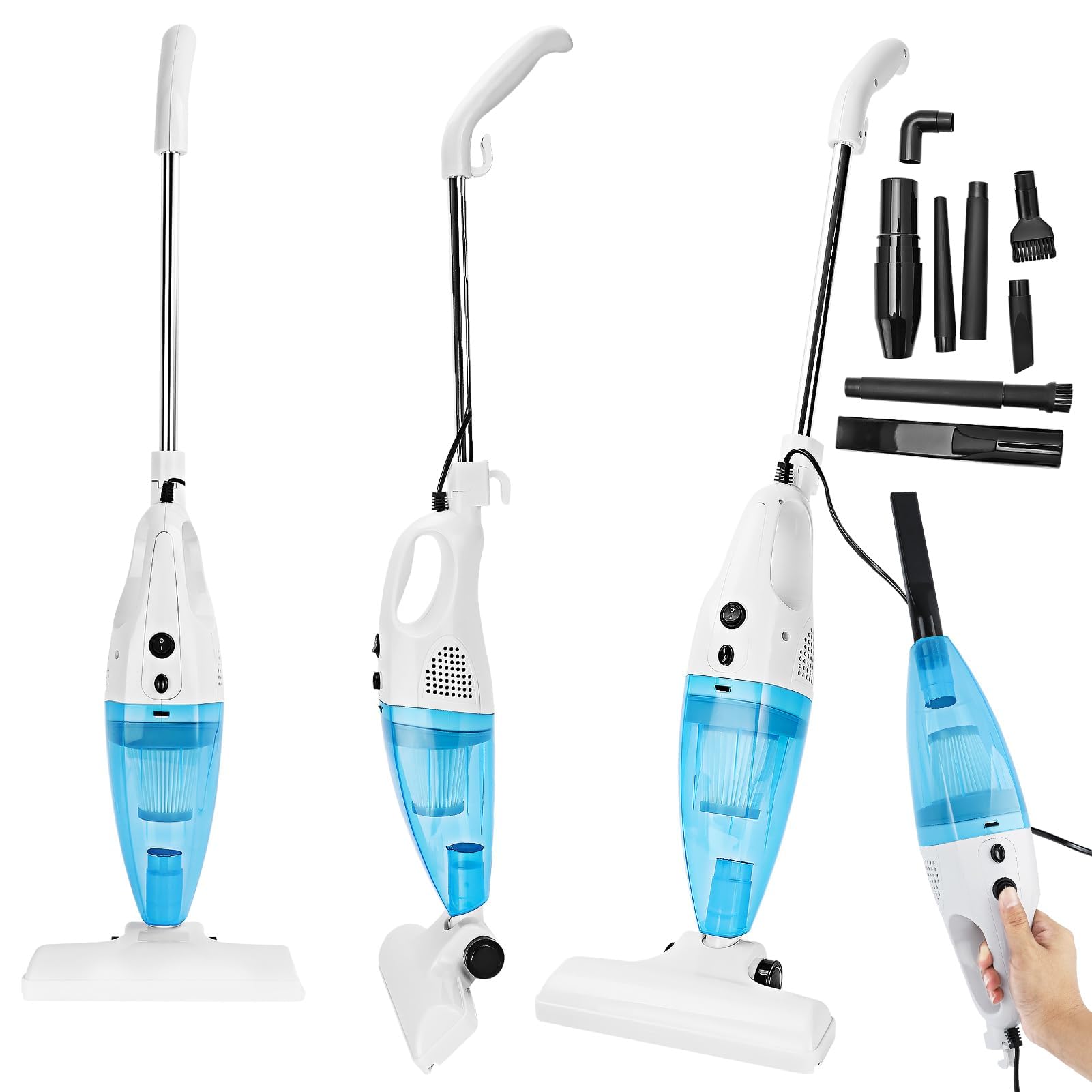CROWNSHOP 2-in-1 Corded Vacuum Cleaner | 1000W Powerful Upright & Handheld Hoover | HEPA Filter | Lightweight for Carpets & Hard Floors | Hair Tools