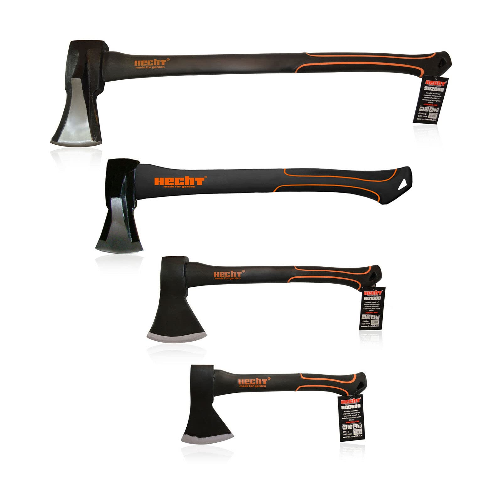HECHT 4er Axt Set – Beil, Spaltbeil, Axt & Spaltaxt – ideal zum Holz, Anmachholz spalten – für Forstbedarf, Camping & Outdoor – Feuerholz hacken – Wood Splitting