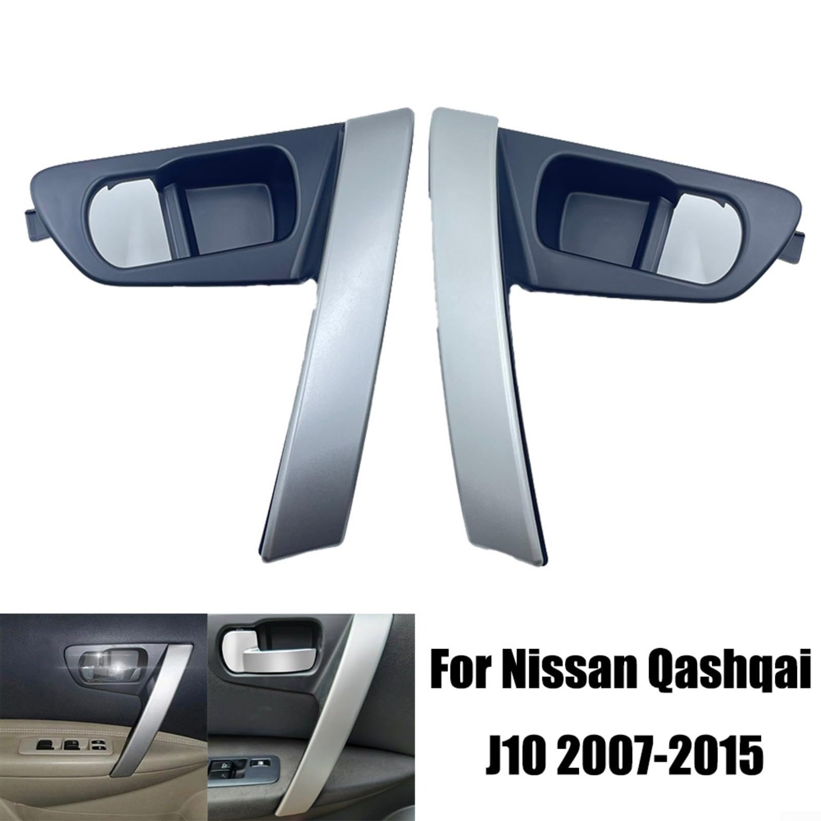 Set di maniglie per porte interne per Nissan Qashqai J10 2007-2015, parti di ricambio per lato sinistro e destro, nero e argento, 80944-JE50A 80945-JE50A, montaggio diretto, facile da