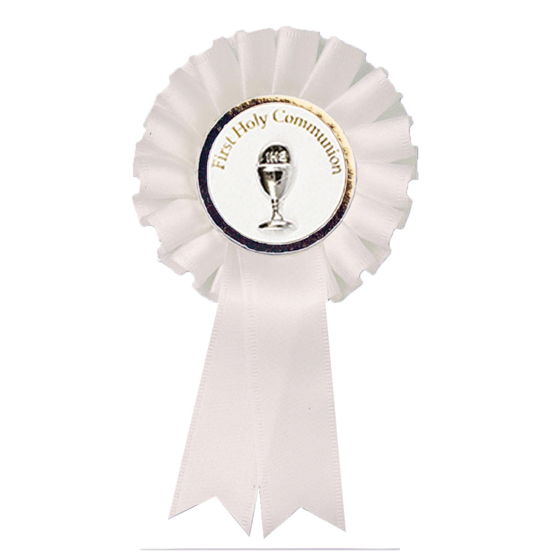 Widdle Gifts Ltd White Rosette Badge with Raised Chalice First Holy Communion C1906 0614