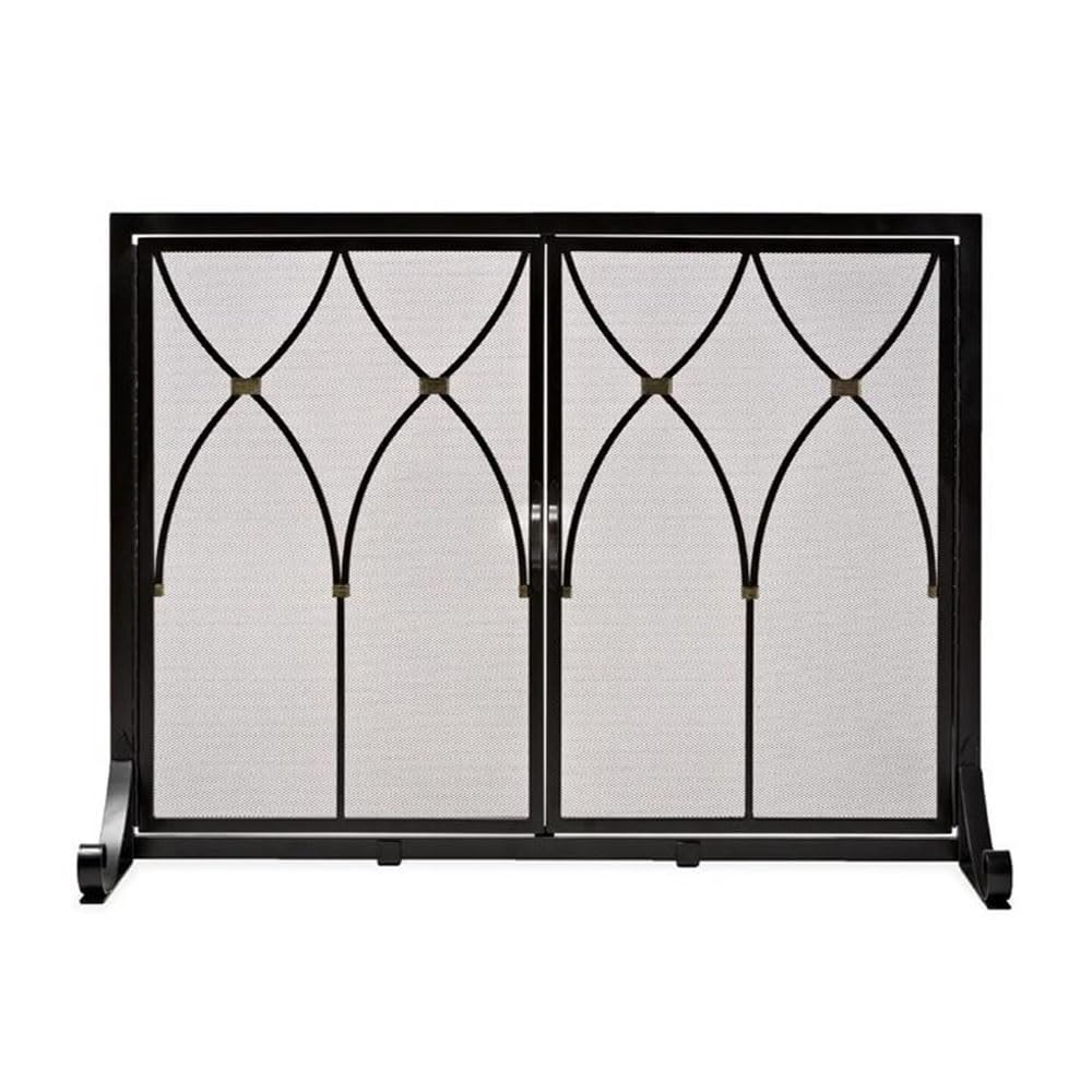 fireplace cover Beautiful Floor Standing Iron Metal Fireplace Door Screen Fireproof Cover Guardrail Hollow Partition