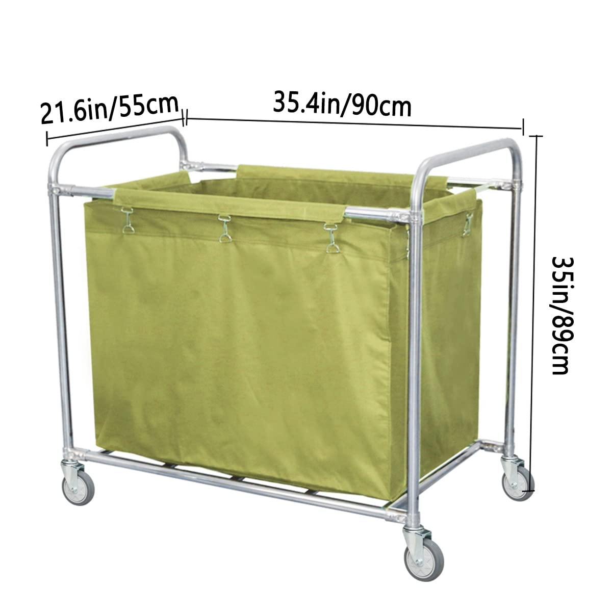 SDdPulse Carrito de lavandería de acero inoxidable resistente con ruedas – Cesta de lavandería comercial con bolsas extraíbles y asa – Cesta clasificadora móvil para uso doméstico y hotel, azul-W