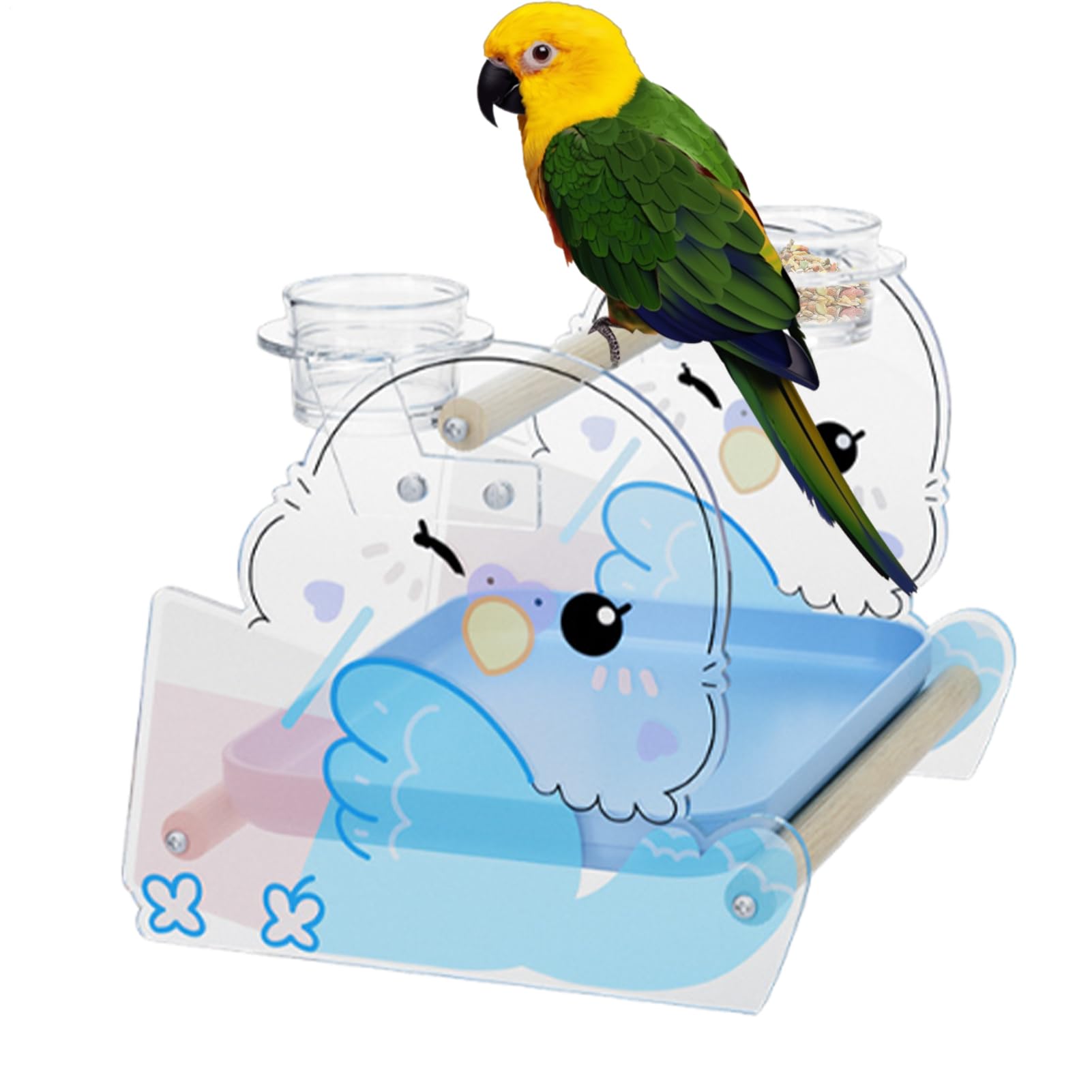 Perchoir pour oiseaux en acrylique anti-dérapant pour l'entraînement des pinsons et perruches