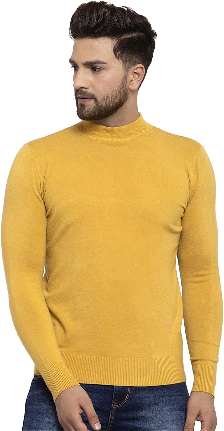 DENIMHOLICMen's Knitted Slim Fit Winter Wear High Neck Cotton Sweater