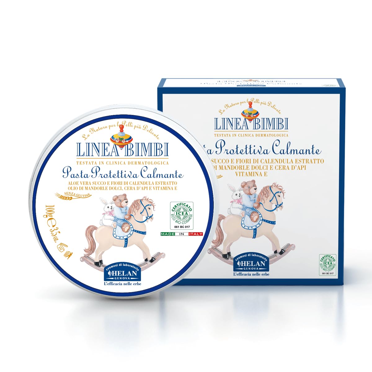 Helan, Prime Coccole, Confezione Regalo Nascita, Linea Bimbi - Amido di Riso, Bagno Olio Addolcente, Bagno Totale, Balsamo Labbra, Crema e Olio Emolliente, Pan di Mais, Pasta Lenitiva e Talco Liquido