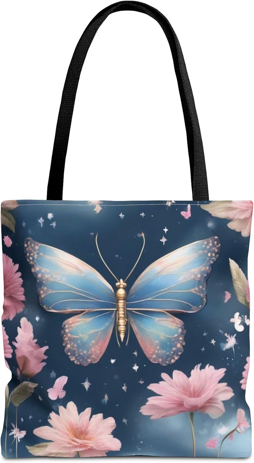 Butterfly Galaxy Reading Accessories, Bookworm Tote, Literary Bag, Librarian Present
