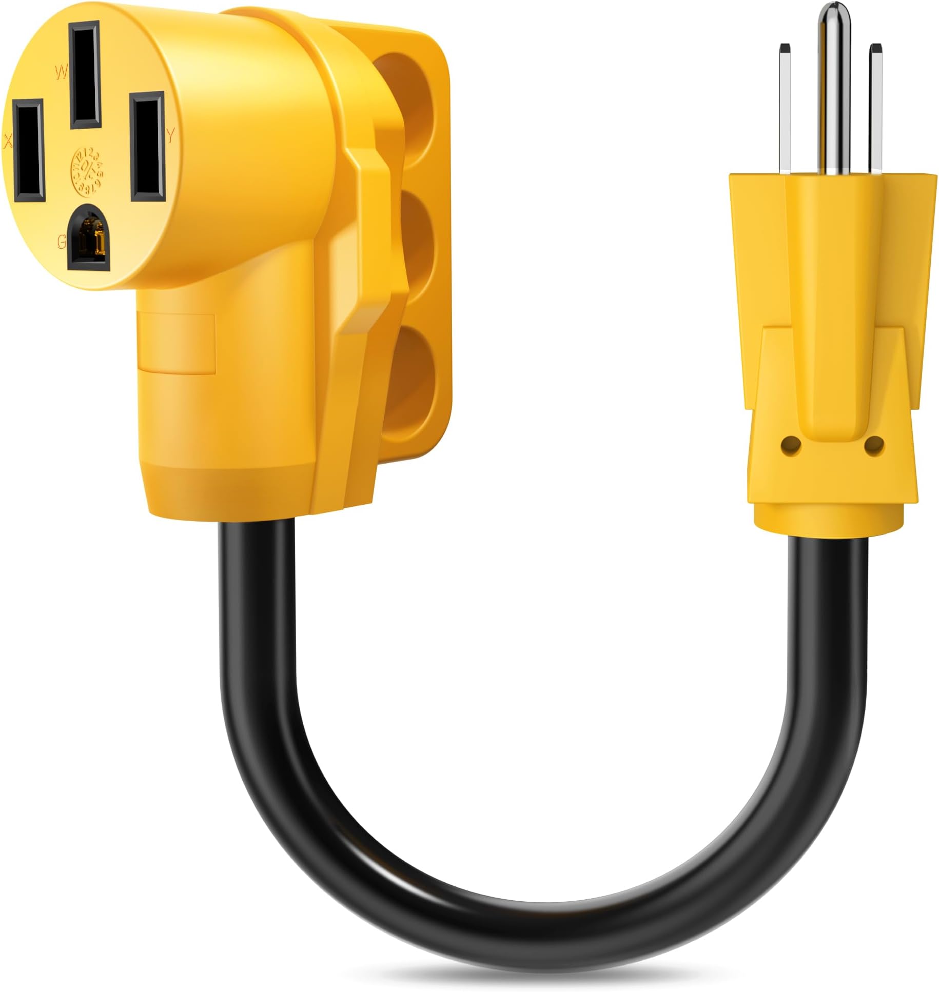 RV 15Amp to 50Amp Adapter - 15 Male to 50 Female Camper RV Electrical Adapter Power Cord with Innovative 180 Degree Bend Design Easy Ergonomic Handle 10AWG 125V/1875W（18inches）