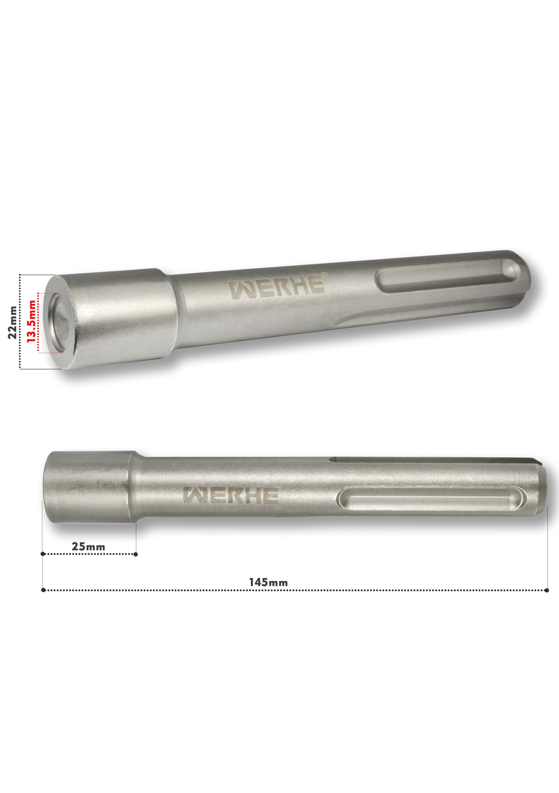 WERHE Professional Nail Driver SDS Max 13,5x22x145 mm, Robust Steel Adapter for Rotary Hammers - Image 2