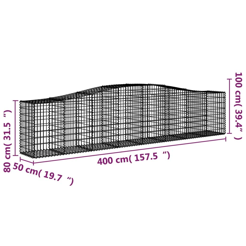 20 sztuk 400 x 50 x 80/100 cm koszyki gabionowe z ocynkowanym żelazem do dekoracyjnych barier dźwiękochłonnych ze stabilną konstrukcją i wzmocnionymi haczykami