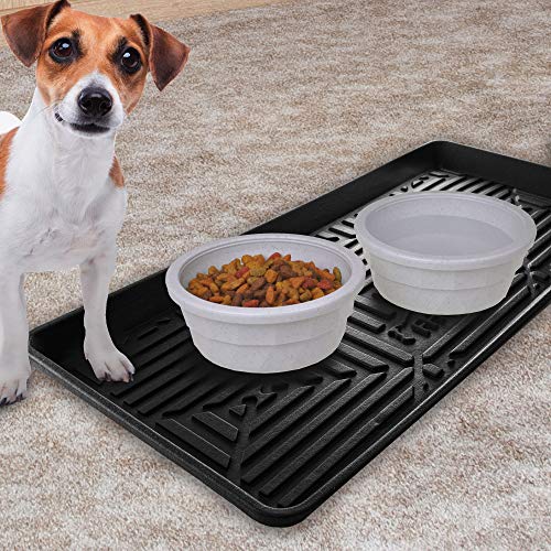 Image of FH Group Climaproof for All Weather Protection Black Multi-Purpose Pet Feeding Bowl Tray, Dog Bowl Tray, Boot Tray, Shoe Tray, Great for Entryway or Garage 30
