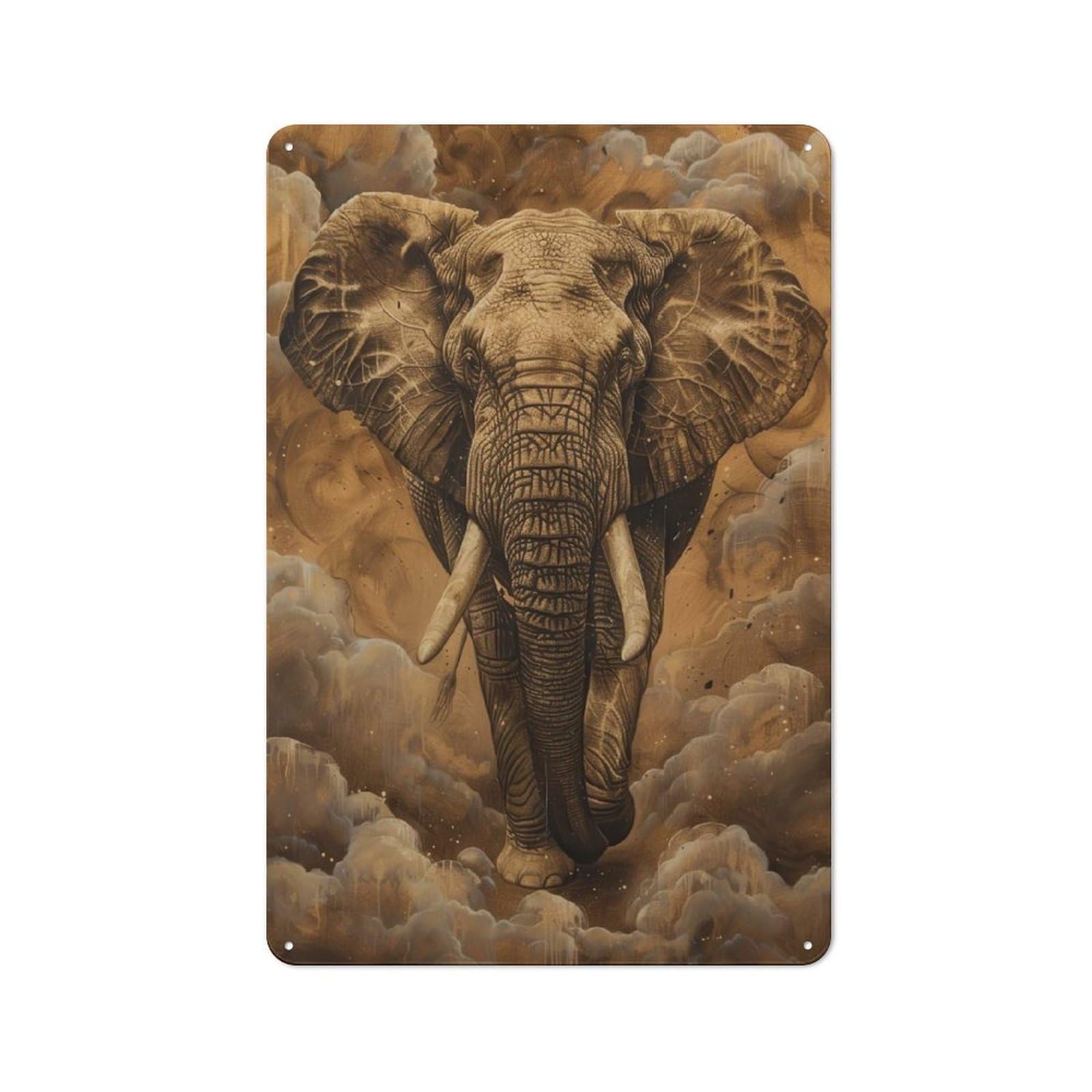 Junmoney Dark Elephant Vintage Metal Wall Art Sign 30X20cm Featuring Old Style Wall Plaque For Kitchen, Hallway, Bar Or Small Cafe