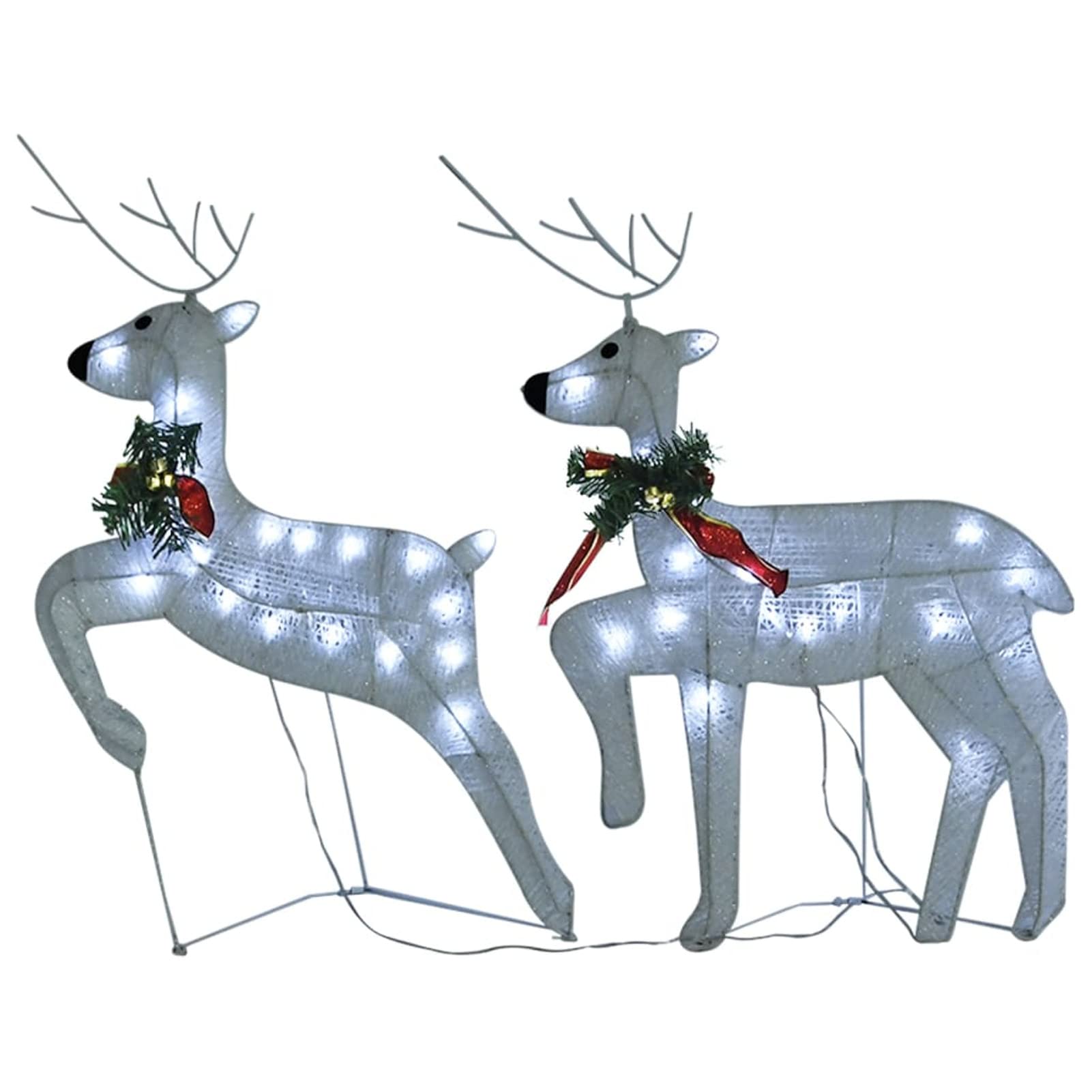 Homgoday Familia Reno led,Decoración navideña Renos y Trineo led,Trineo y Renos decoración de Navidad de jardín mit LED para Interior y Exterior, árbol,césped, jardín, 2und Blanco